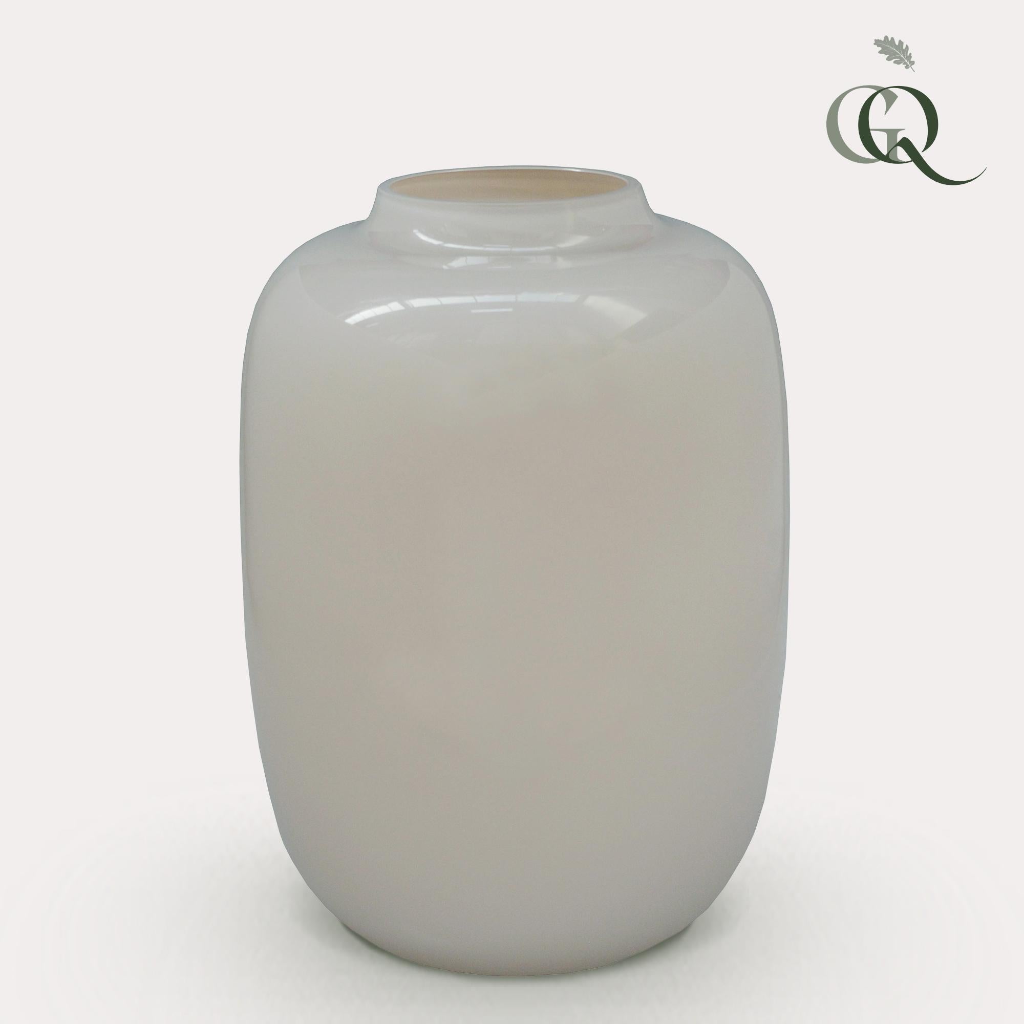 Vase Glas H35 W25 -Artic Ivory