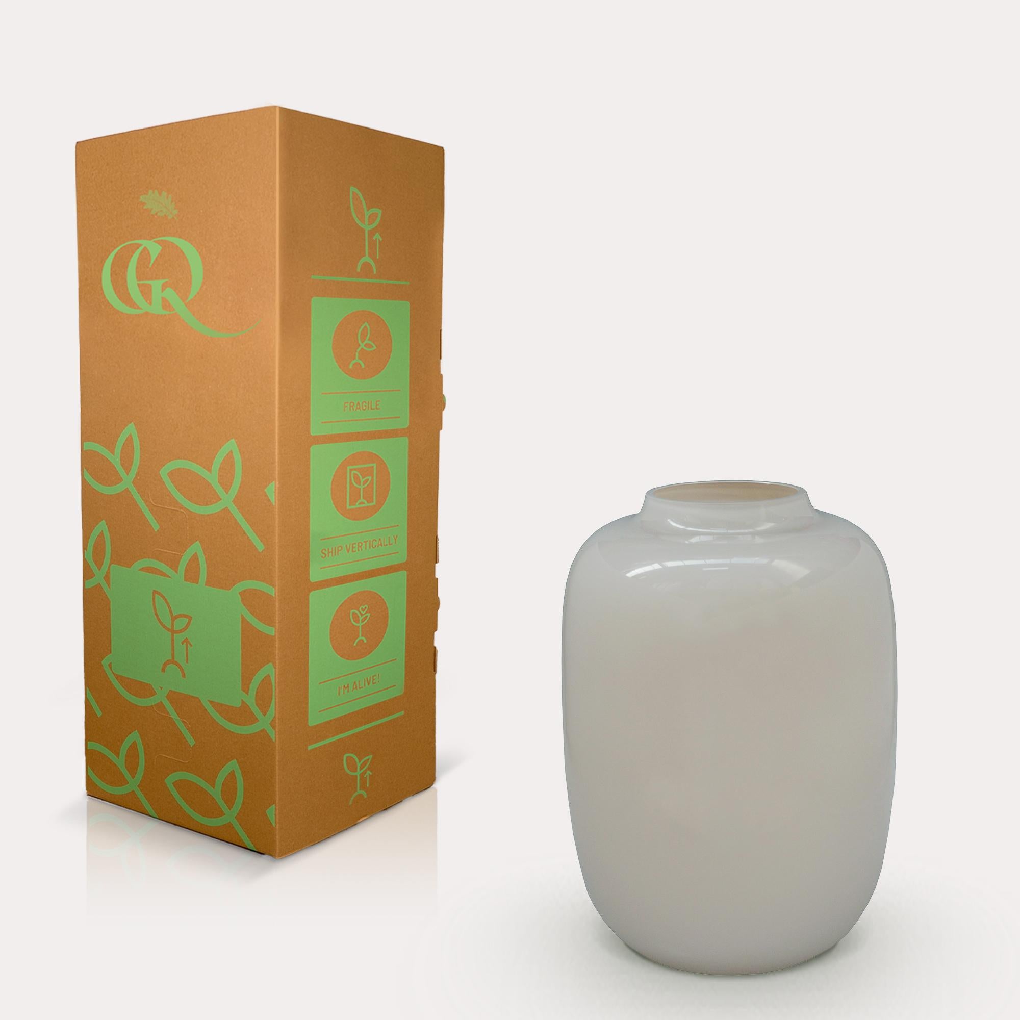 Vase Glas H35 W25 -Artic Ivory