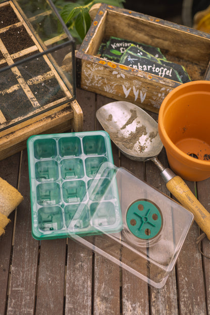 5-er Gewächshaus-Anzuchtsschalen-Set mit 12 Pflanzplätzen und Belüftung