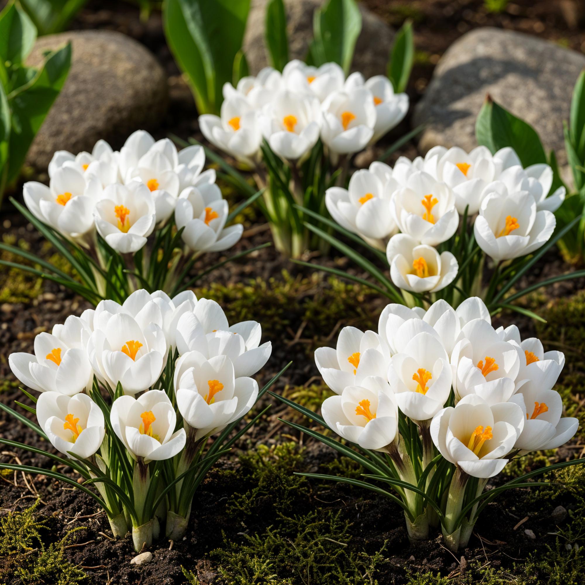 Blumenzwiebeln Crocus White | 30 Stück Weiß – Zwiebelgröße 7/8 – XXL Pack