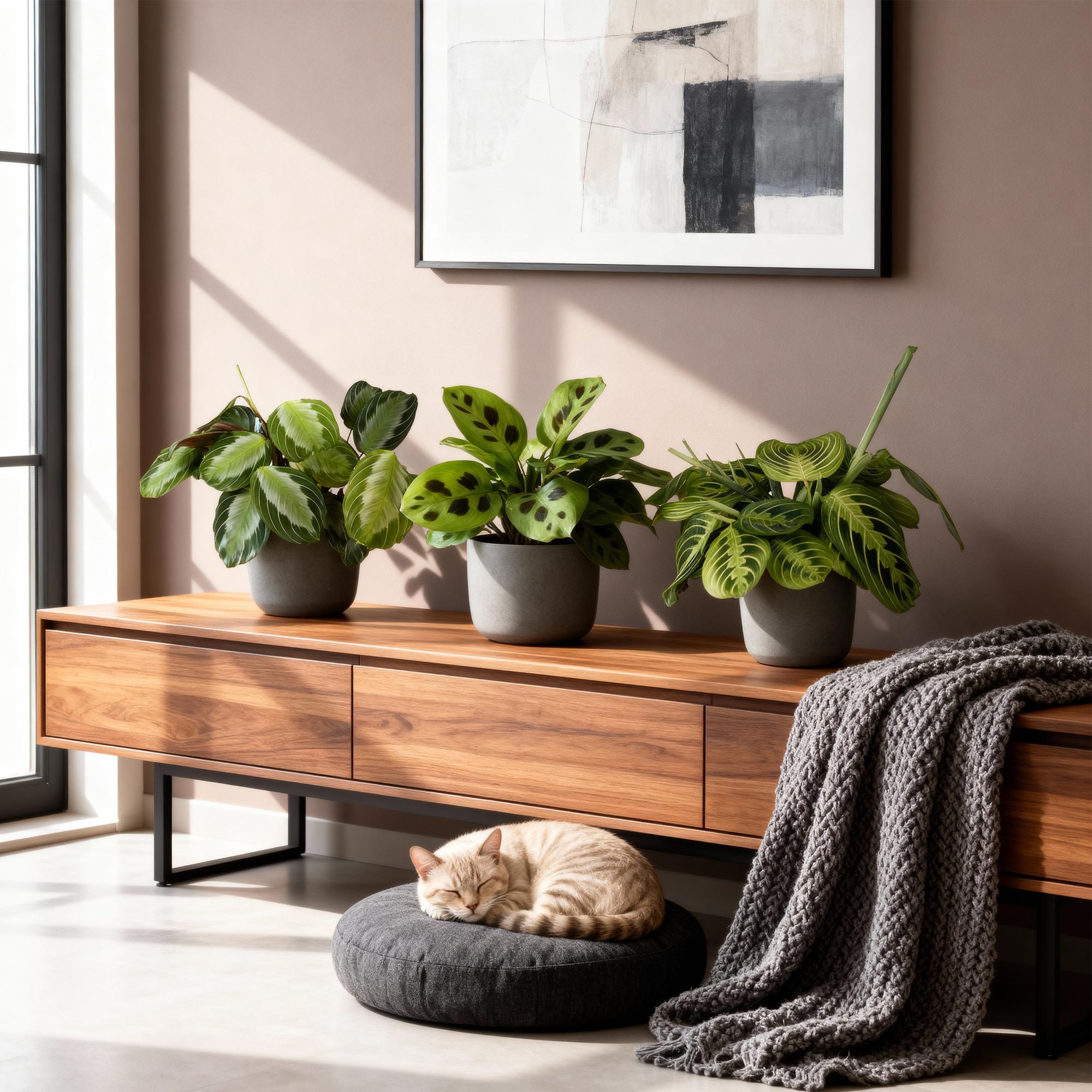 Gebetspflanze - Haustierfreundliche Pflanzen Silverband, Marantha Lemon Lime Marantha Kerchoveana - Topf 12cm - Höhe 25cm