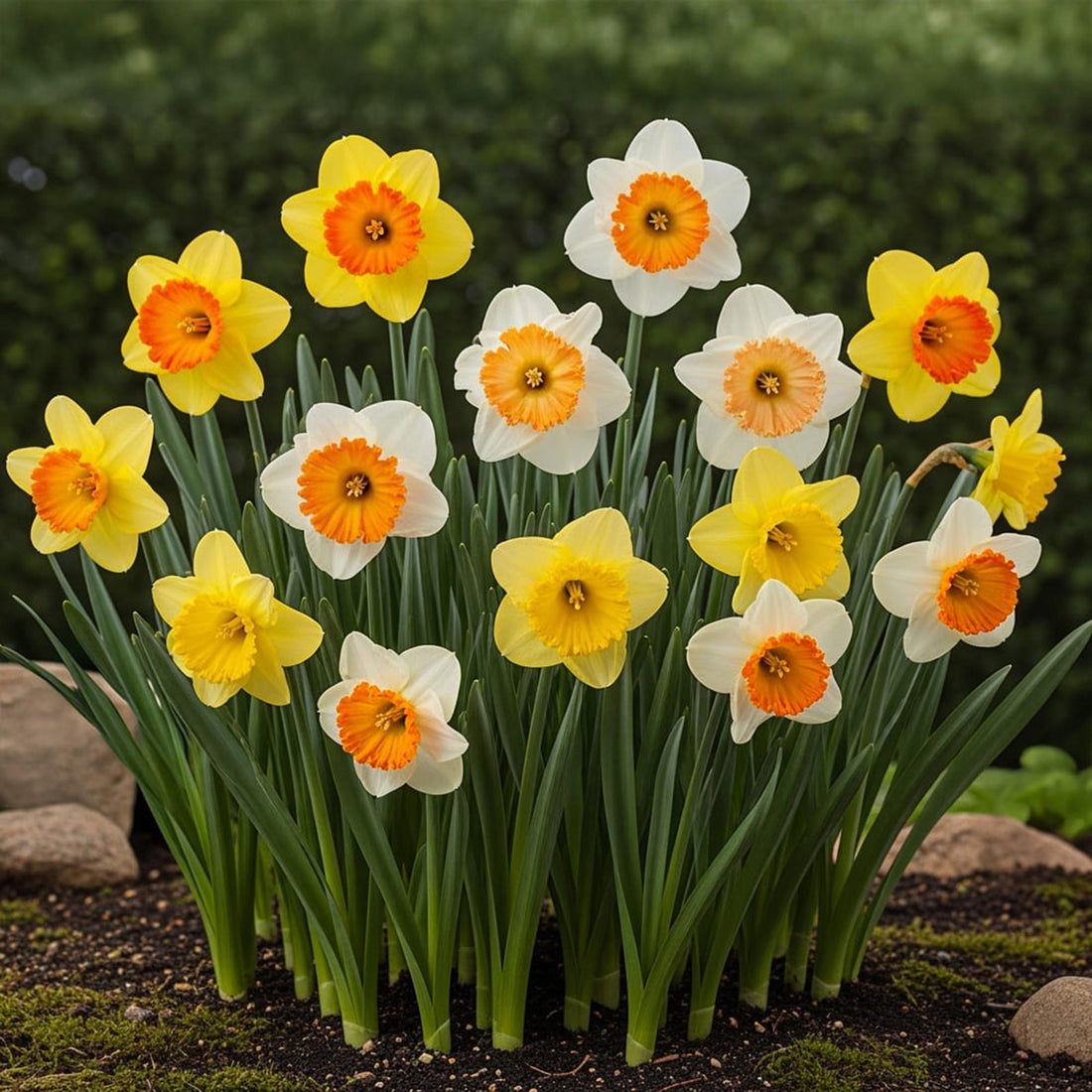 Blumenzwiebeln Narzisse Large Cupped Mix | 15 Stück Gelb &amp; Weiß – Zwiebelgröße 12/14 – XXL Pack