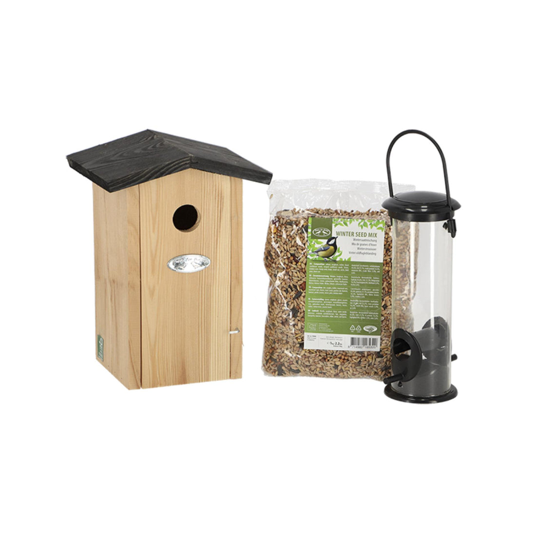 Blaumeisen-Paket - Vogelhäuschen und Vogelfutter - Gartenzubehör