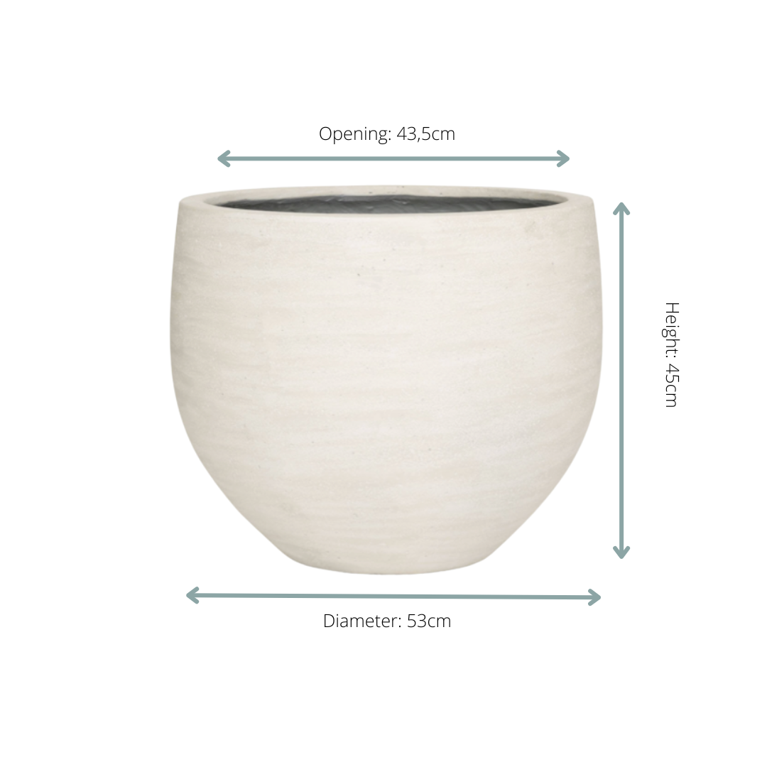 Pflanzkübel „Jumbo Orb“ – Ivory Washed – D53 × H45 cm – Moderner Pflanzkübel für Indoor &amp; Outdoor
