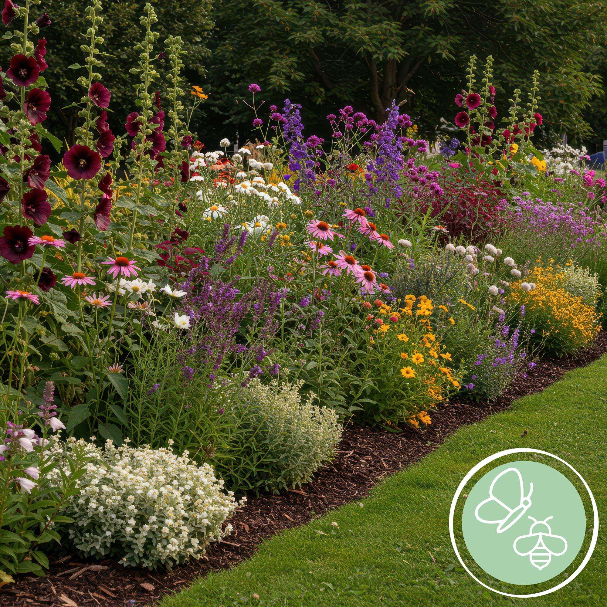 Stauden Packet - Bienen- und Schmetterlingsanziehend - 24 Stauden - Für 3 m2 - Verschiedene Farben - Pflegeleicht - Topf 11cm
