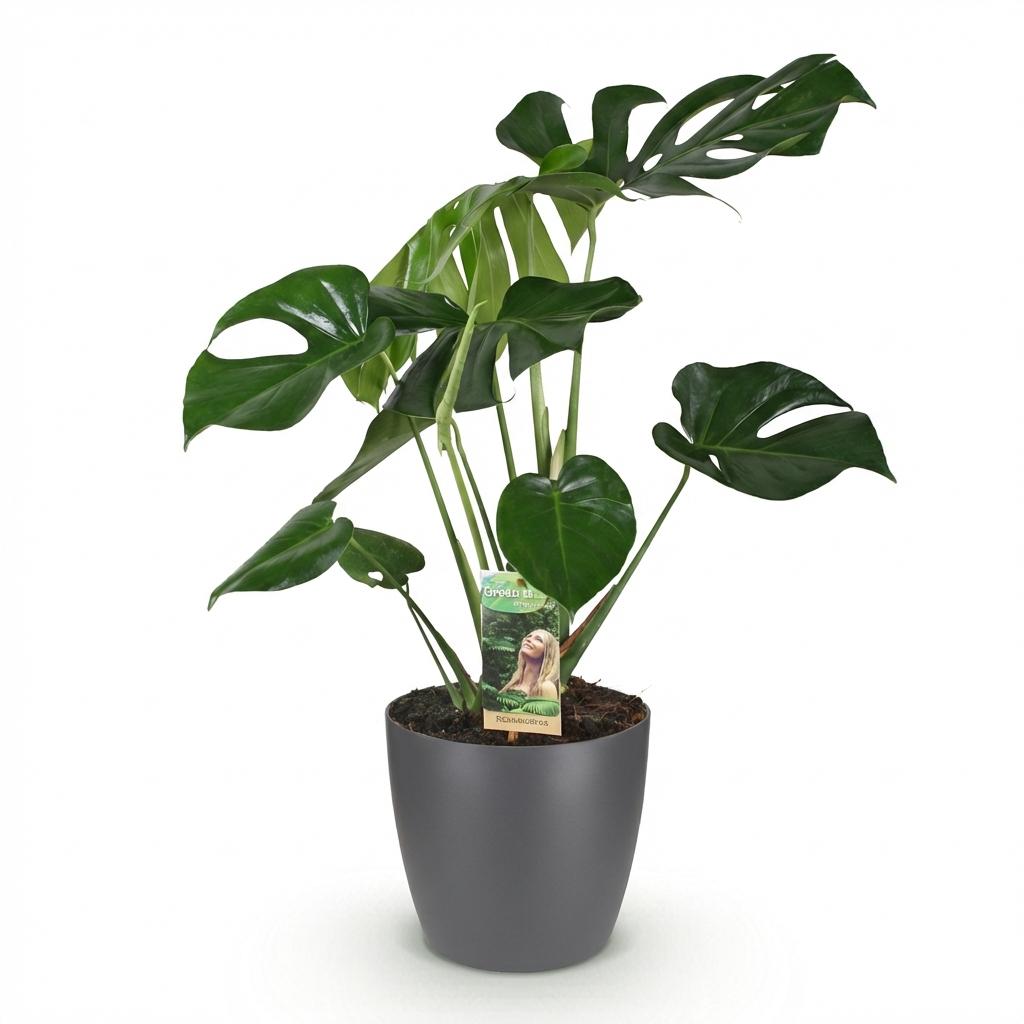 Monstera Deliciosa - 1 Pflanze - mit Potter Weiß oder Grau - Topf 21cm - Höhe 70-80cm