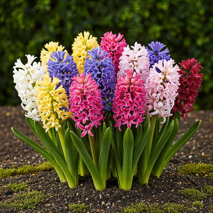 Blumenzwiebeln Hyazinthenmix | 10 Stück Bunte Farben – Zwiebelgröße 14/15 – XXL Pack