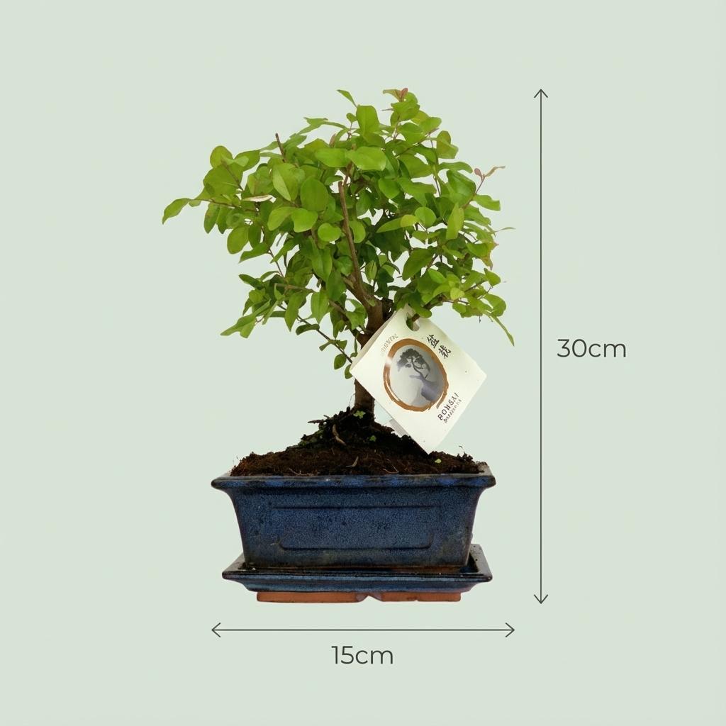 Bonsai Kugelform Baum im Keramik Topf - Höhe: 25-30 cm