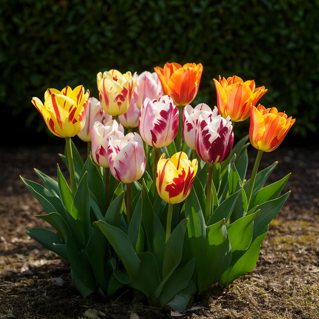 Blumenzwiebeln Tulp Flaming Beauty Mix | 15 Stück Bunte Farben – Zwiebelgröße 11/12 – XXL Pack