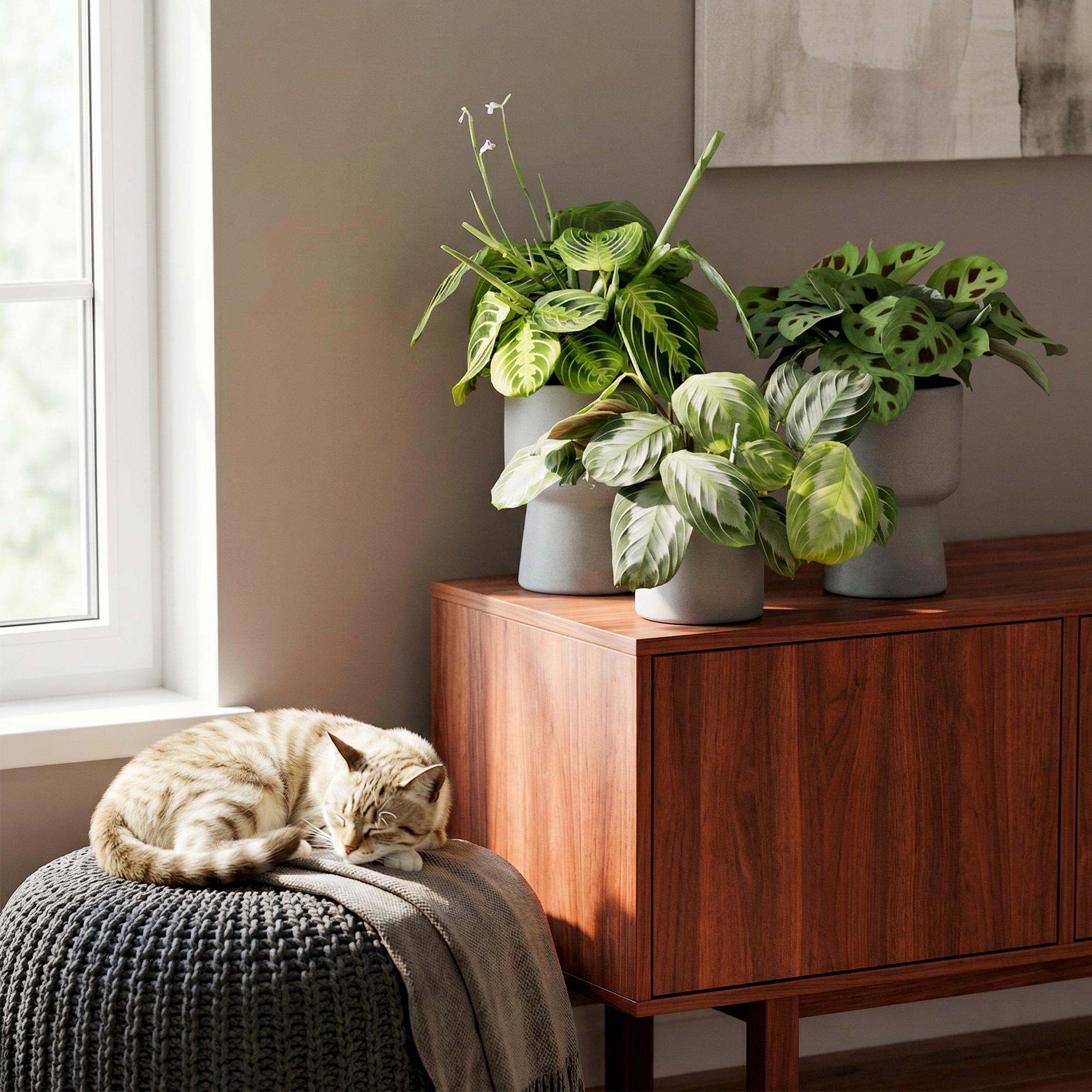 Gebetspflanze - Haustierfreundliche Pflanzen Silverband, Marantha Lemon Lime Marantha Kerchoveana - Topf 12cm - Höhe 25cm