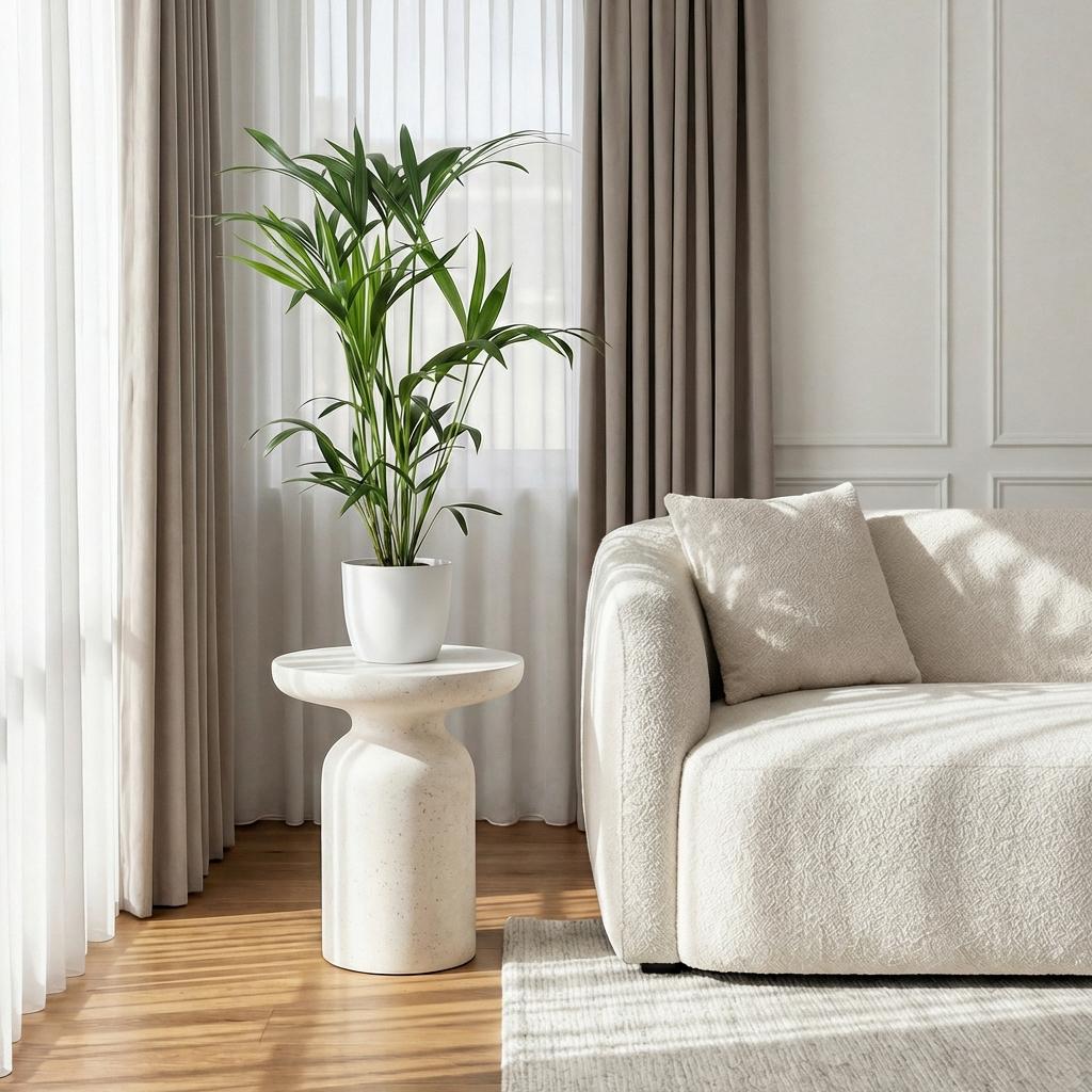 Howea Forsteriana - Kentia Palme - 1 Pflanze - mit Topf Potter Weiß, Grau oder mit Korb - Höhe 80-85cm