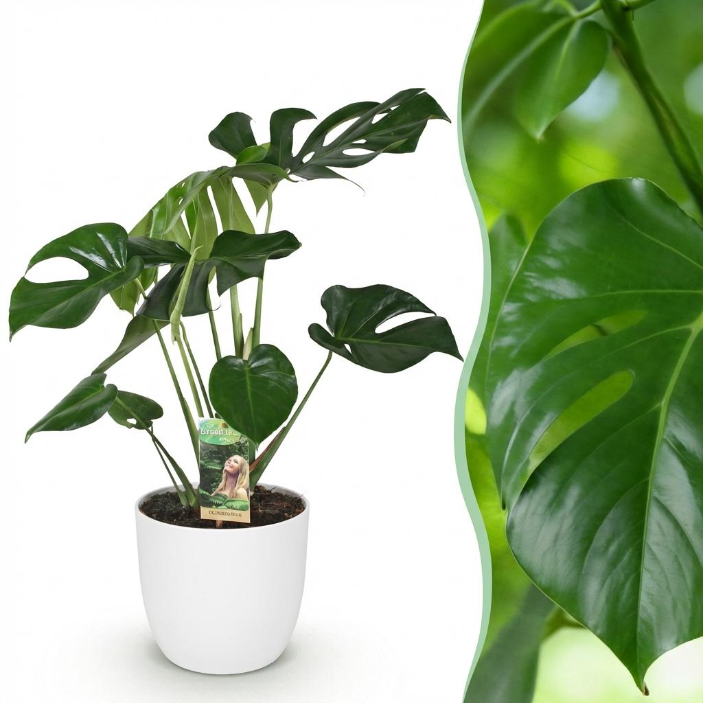 Monstera Deliciosa - 1 Pflanze - mit Potter Weiß oder Grau - Topf 21cm - Höhe 70-80cm