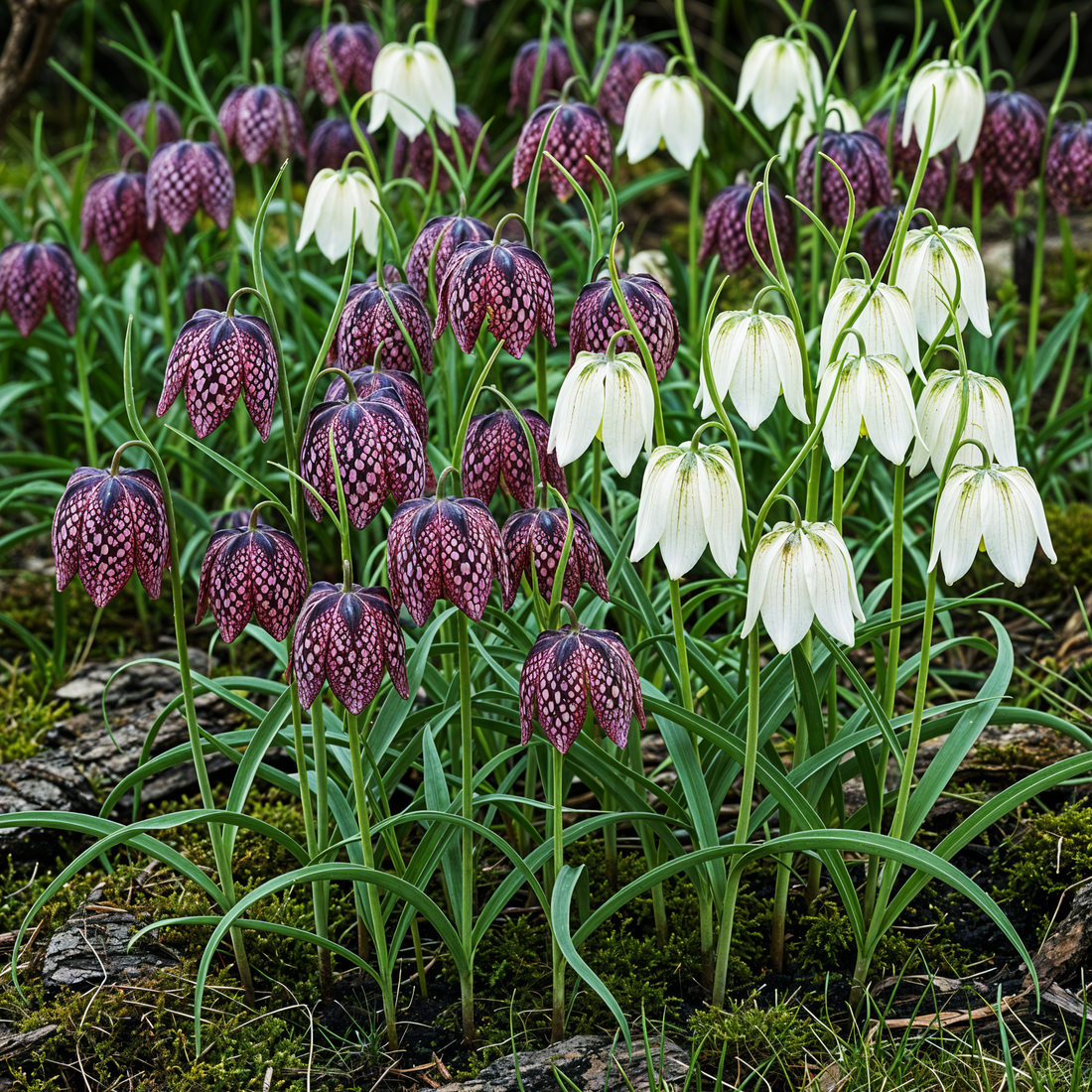 Blumenzwiebeln Fritillaria Meleagris Mix | 30 Stück Lila &amp; Weiß – Zwiebelgröße 6/7 – XXL Pack