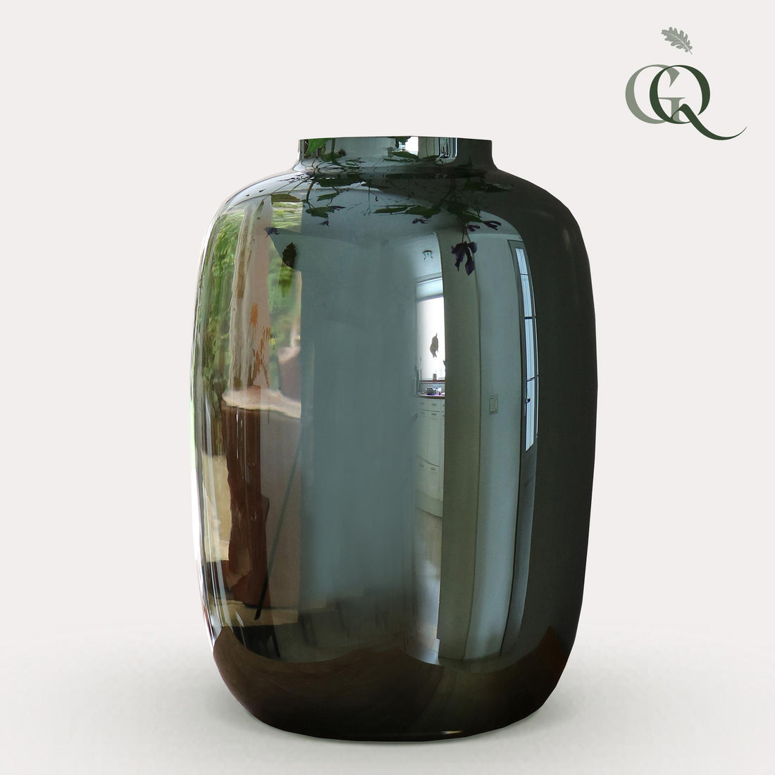 Vase Glas - M - H35 W25 - Artic - Grey