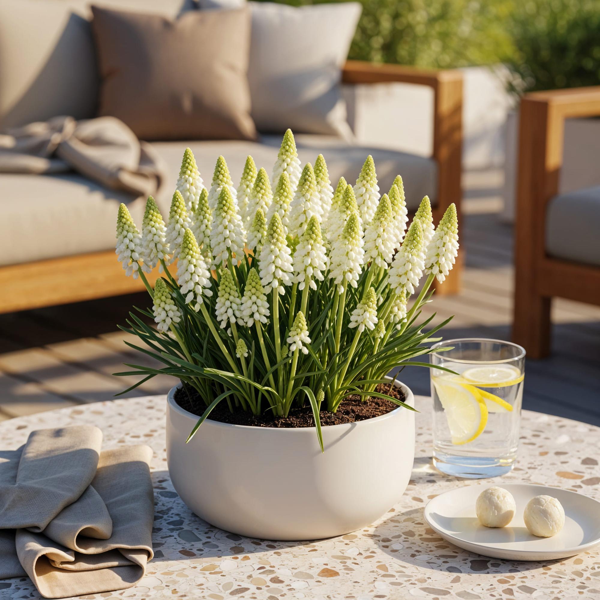 Blumenzwiebeln Muscari White Magic | 50 Stück Weiß – Zwiebelgröße 6/7 – XXL Pack