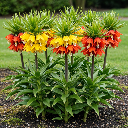 Blumenzwiebeln Fritillaria Imperialis Mix | 3 Stück Gelb &amp; Orange – Zwiebelgröße 18/20 – XXL Pack