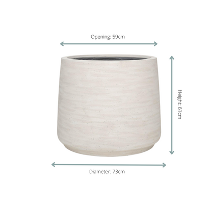 Pflanzkübel „Jumbo Patt“ – Ivory Washed – D73 × H61 cm – Moderner Pflanzkübel für Indoor &amp; Outdoor