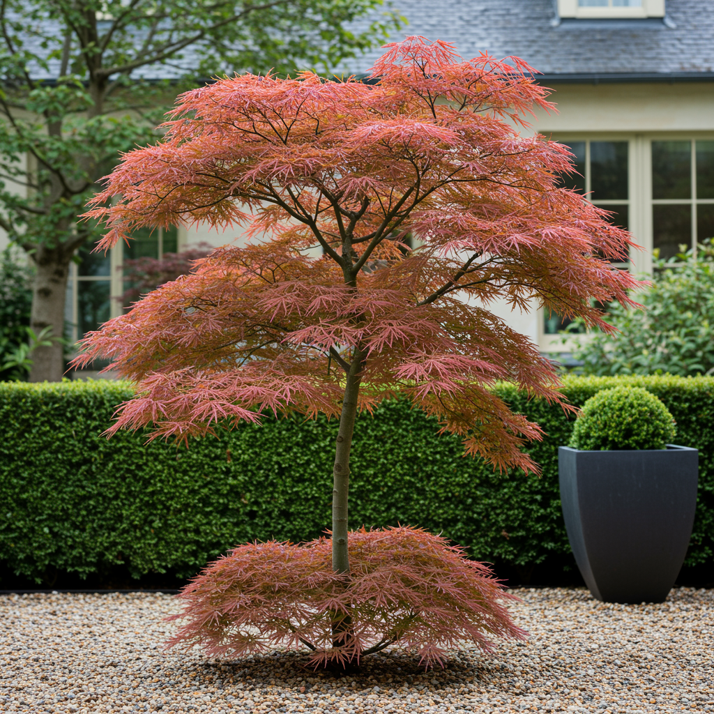 Japanischer Ahorn - Acer palmatum Jerre Swarts - Dunkelrot - 2 Pflanzen - Laubabwerfend - Topf 19cm Höhe 70cm