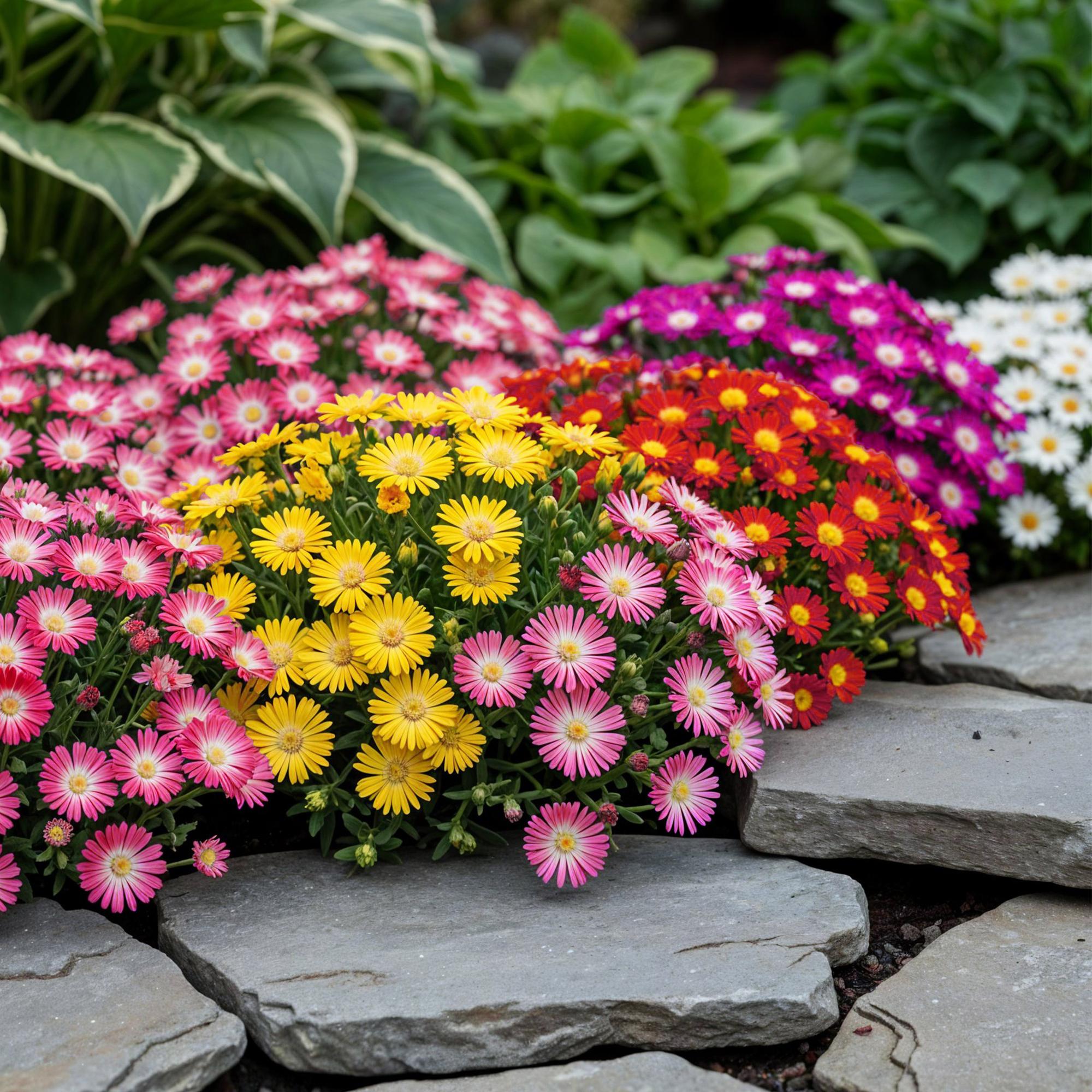 Bodendecker Delosperma | 4 winterharte Pflanzen – Rot, Gelb, Lila &amp; Rosa – Pflegeleicht