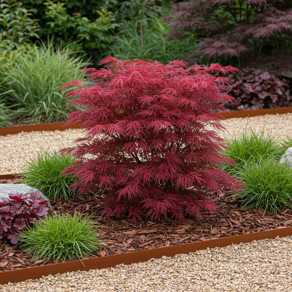 Japanischer Ahorn - Acer palmatum Skeeters Broom - Lila - 1 Pflanze - Laubabwerfend - Topf 19cm Höhe 70cm