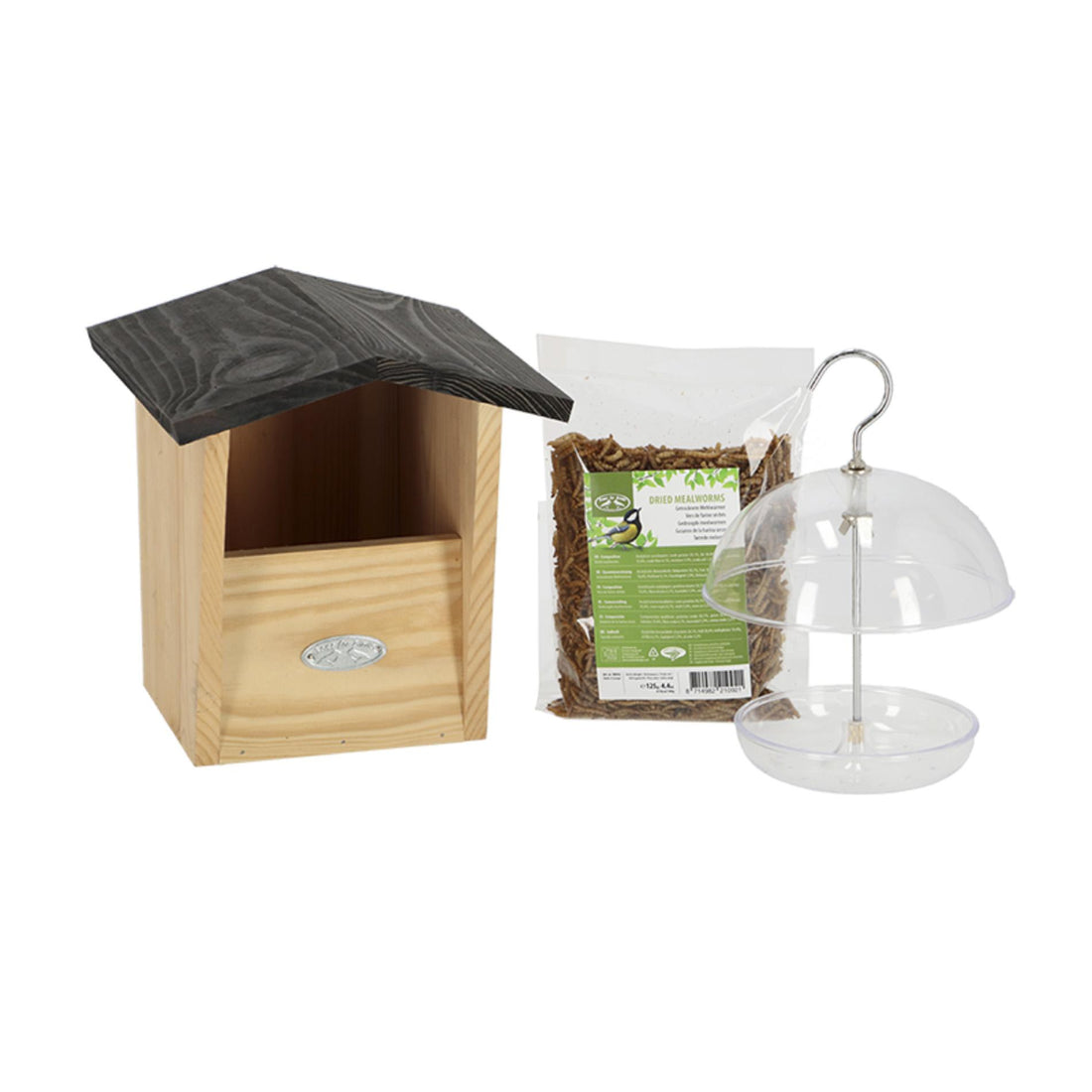 Rotkehlchen-Paket | Vogelhäuschen &amp; Vogelfutter – Gartenzubehör für Singvögel