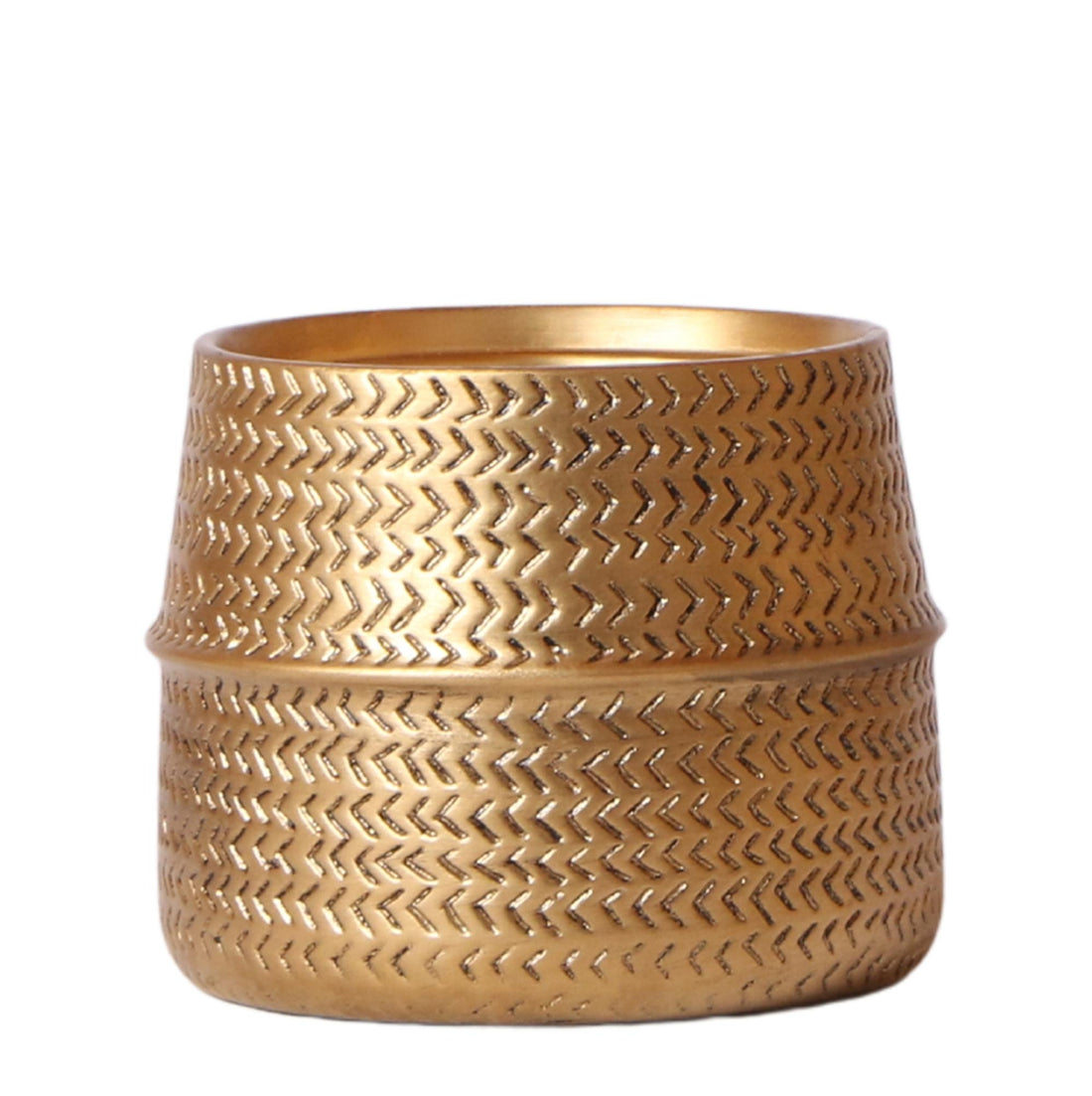 Groove Blumentopf - Goldener Keramik-Topf - Topfgröße - Ø12cm