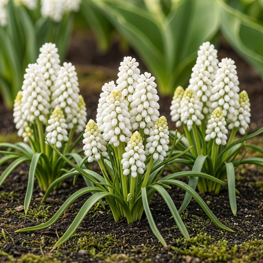 Blumenzwiebeln Muscari White Magic | 50 Stück Weiß – Zwiebelgröße 6/7 – XXL Pack