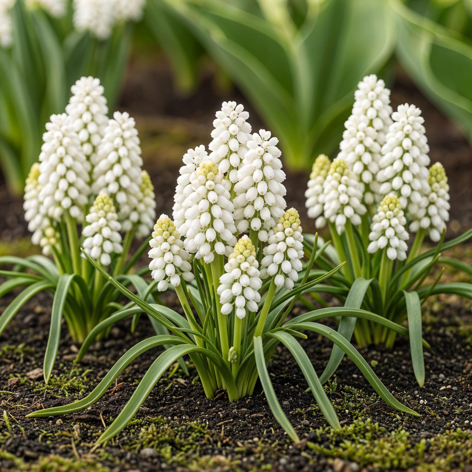 Blumenzwiebeln Muscari White Magic | 50 Stück Weiß – Zwiebelgröße 6/7 – XXL Pack