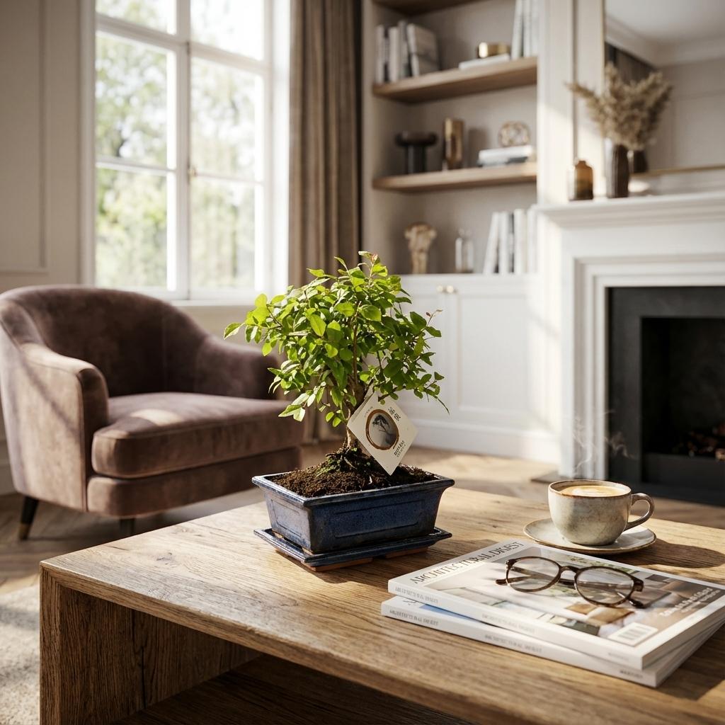 Bonsai Kugelform Baum im Keramik Topf - Höhe: 25-30 cm