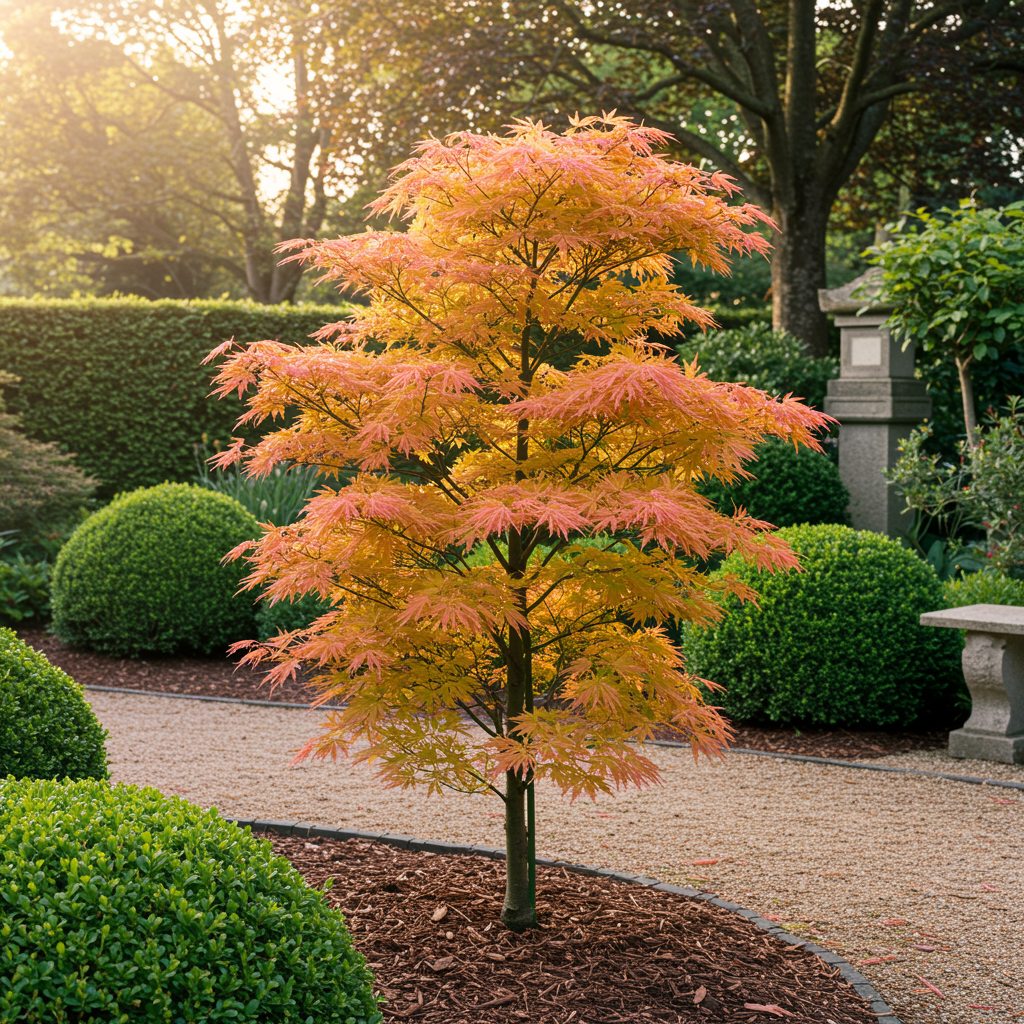 Japanischer Ahorn - Acer palmatum Katsura - Orange - 1 Pflanze - Laubabwerfend - Topf 19cm Höhe 70cm